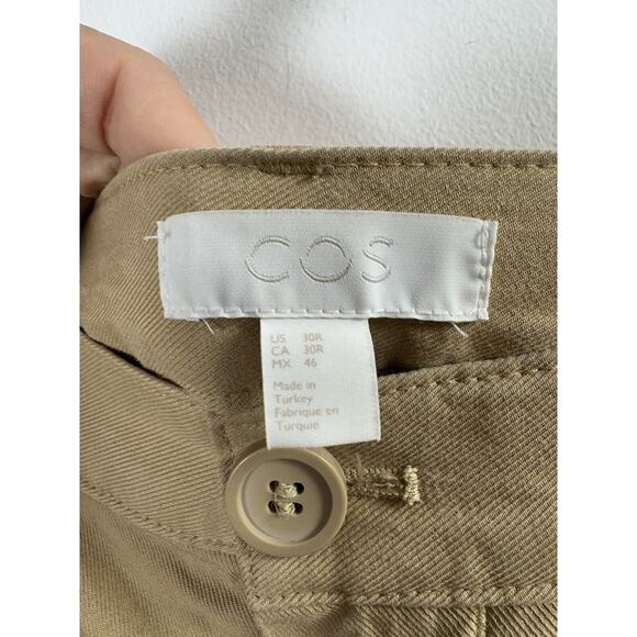 COS Khaki Slacks Pants Preppy Academia Work Office Old Money Wardrobe Staple 30R - Picture 3 of 9